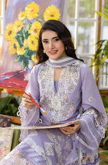 3 PC Lawn Embroidered Chikankari Suit - HL 17