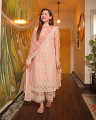 3 PC Lawn Embroidered Chikankari Suit - HL 22