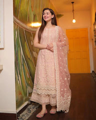 3 PC Lawn Embroidered Chikankari Suit - HL 22