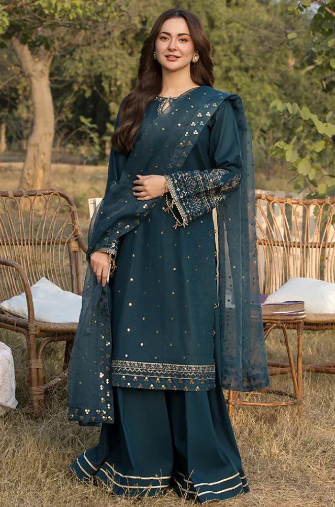 3 PC Lawn Embroidered Suit With Sequence Work - HL 42